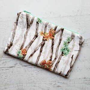 NEW! Mint + Orange Succulents Classic Zip Zipper Pouch Bag Makeup Case